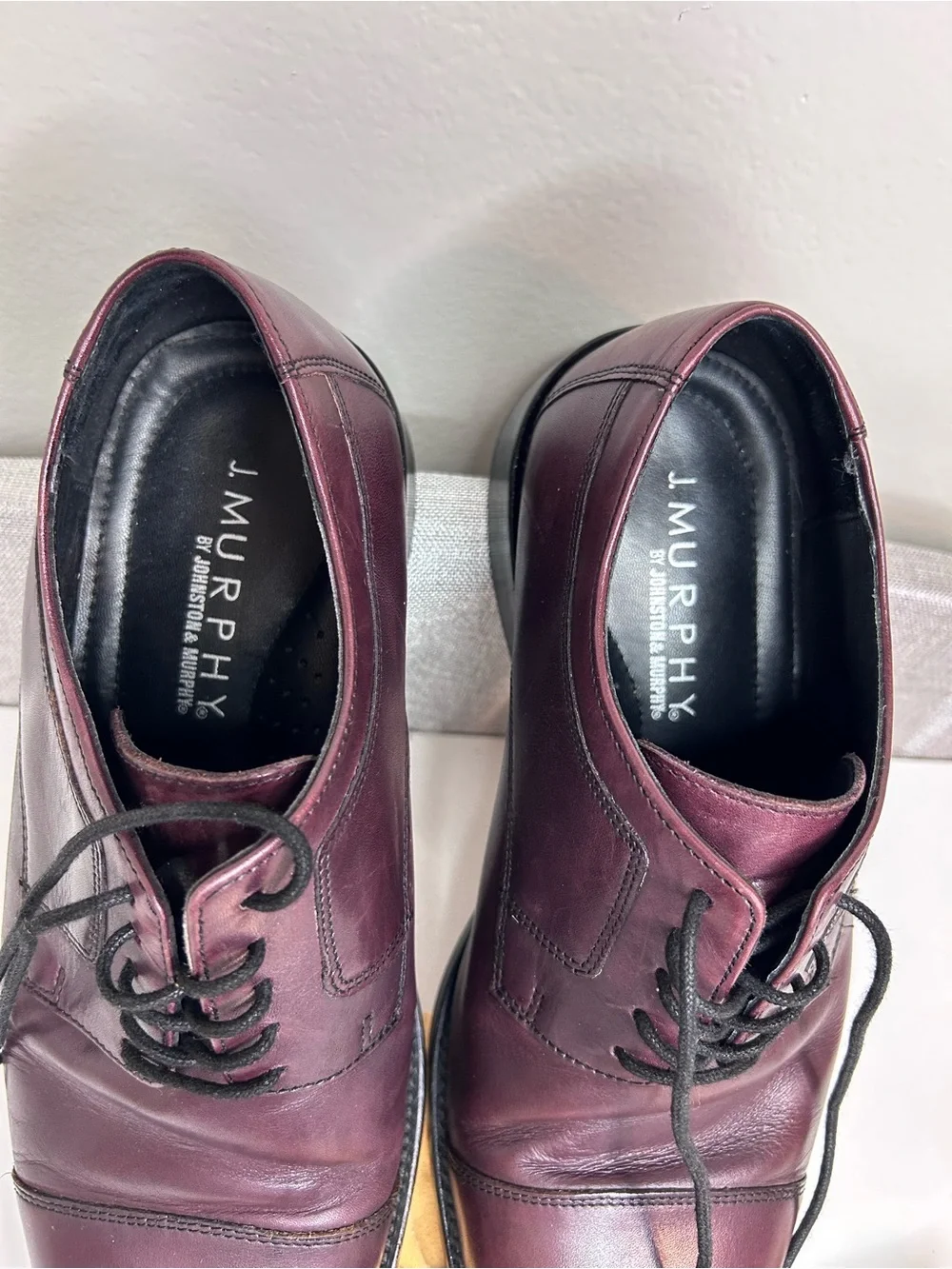 J. Murphy Burgundy Leather Cap Toe Derby Dress Shoes Men's 10W Wide